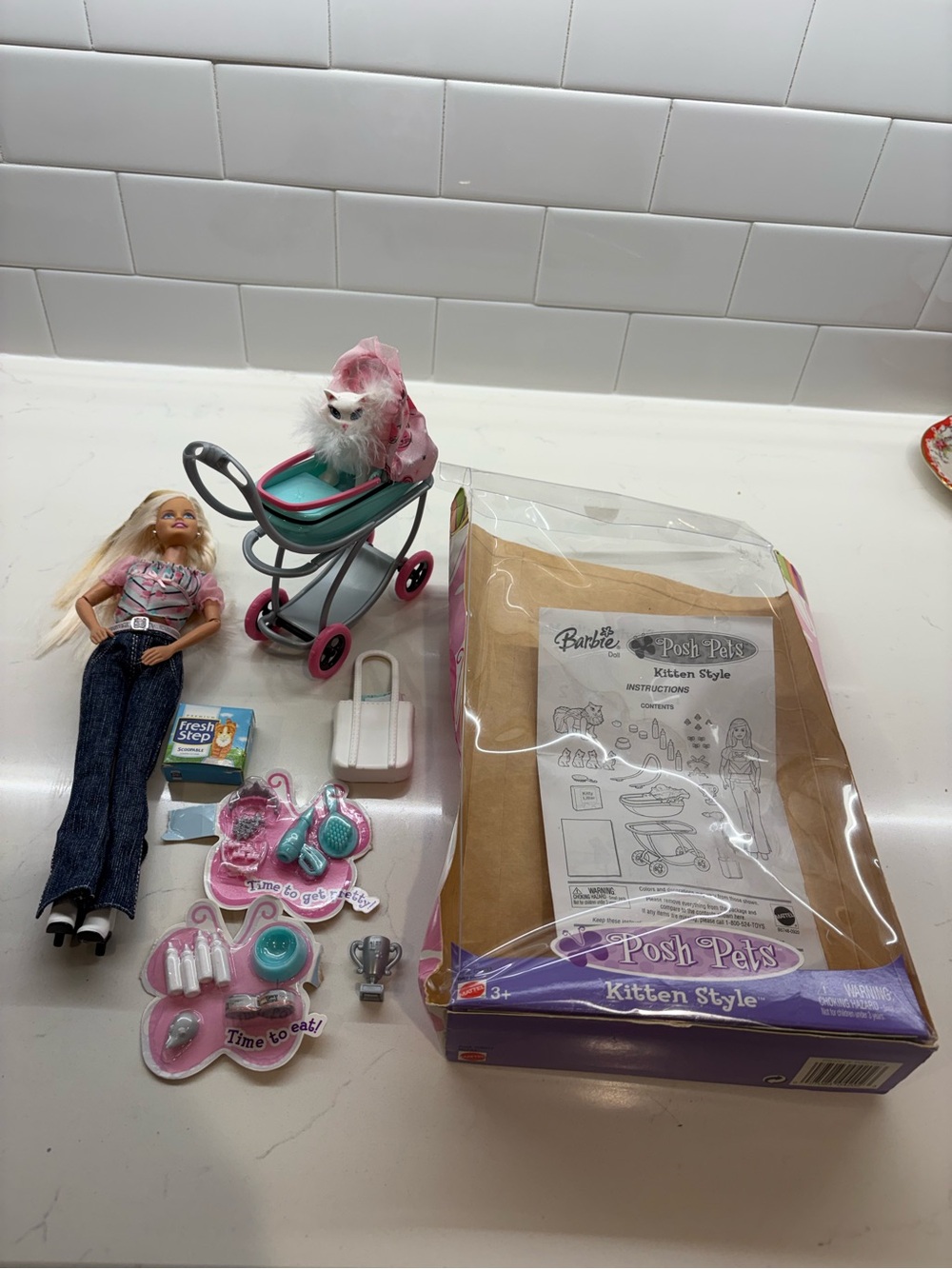 2004 Barbie Posh Pets Kitten Style Doll Set